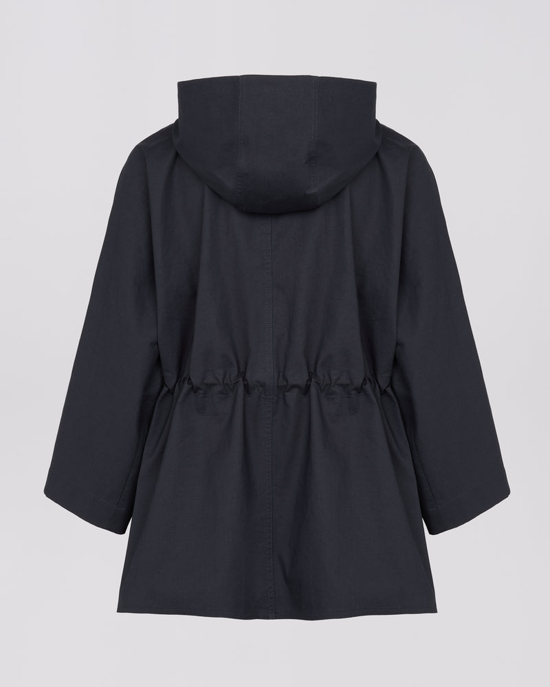 Short cape parka in cotton-mix technical fabric