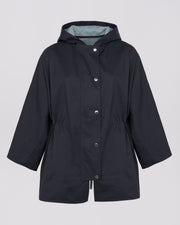 Short cape parka in cotton-mix technical fabric