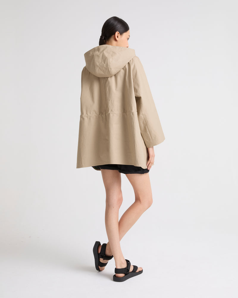 Short lined parka in cotton technical fabric