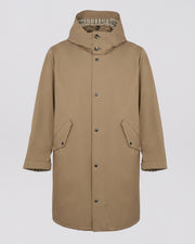 Mixed fabric fishtail parka