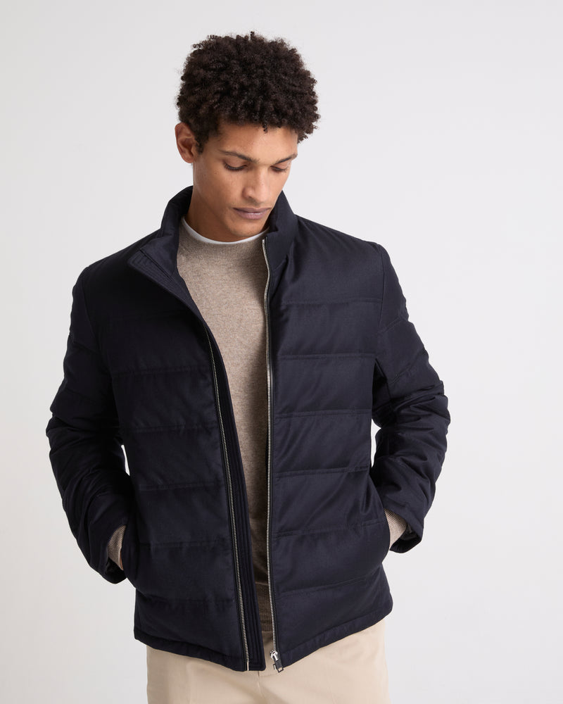 Loro Piana fabric down jacket - navy - Yves Salomon