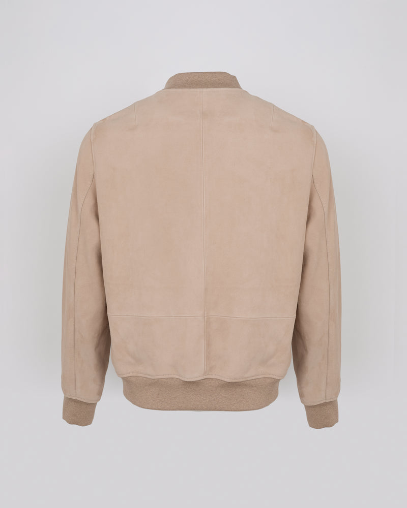 Suede leather varsity jacket