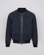 Suede leather varsity jacket