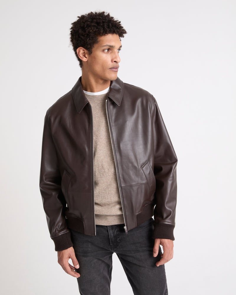 Leather aviator jacket