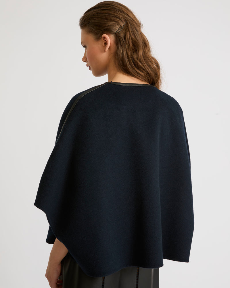 Short double-sided wool-blend cape