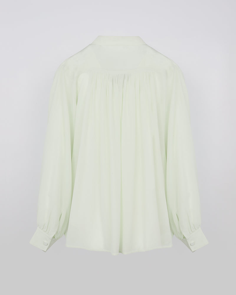 Pleated shirt in light silk crepe