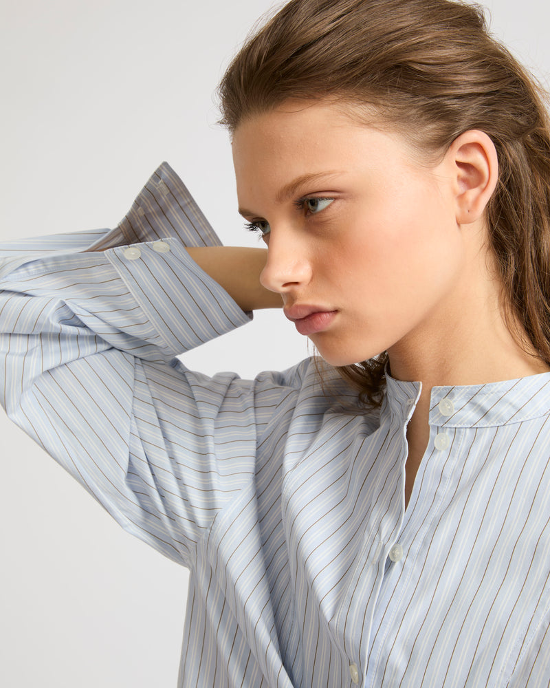 Striped cotton poplin blouse