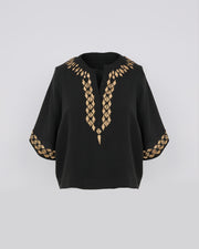 Silk crepe embroidered blouse