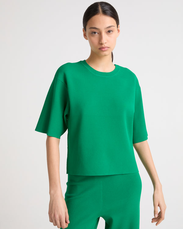 Knitted T-shirt - green - Yves Salomon