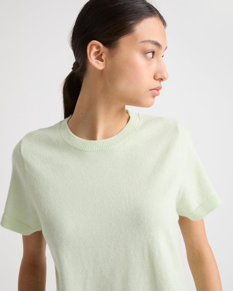 Wool-cashmere knit t-shirt - light green - Yves Salomon