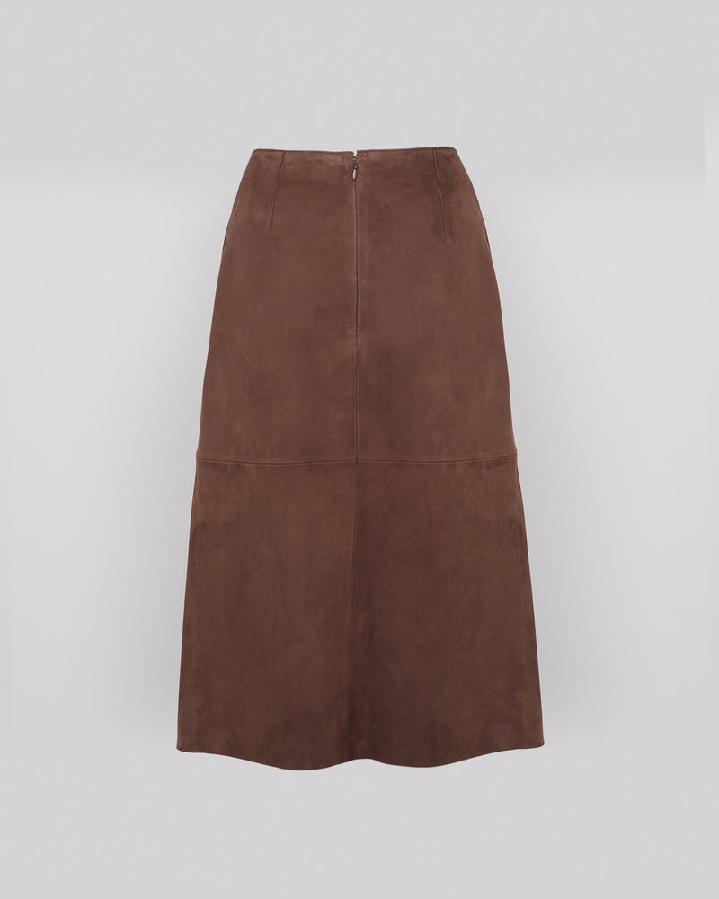 Double-sided velour lamb leather skirt