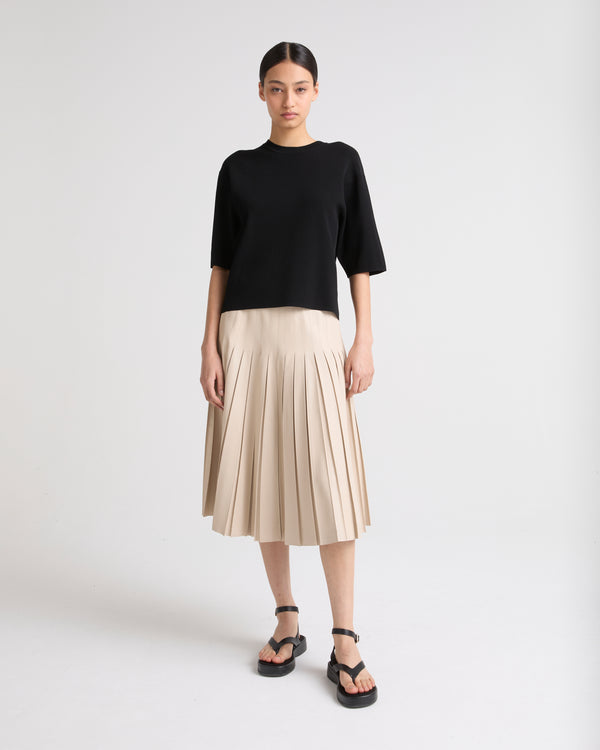 Pleated skirt in fine lamb leather