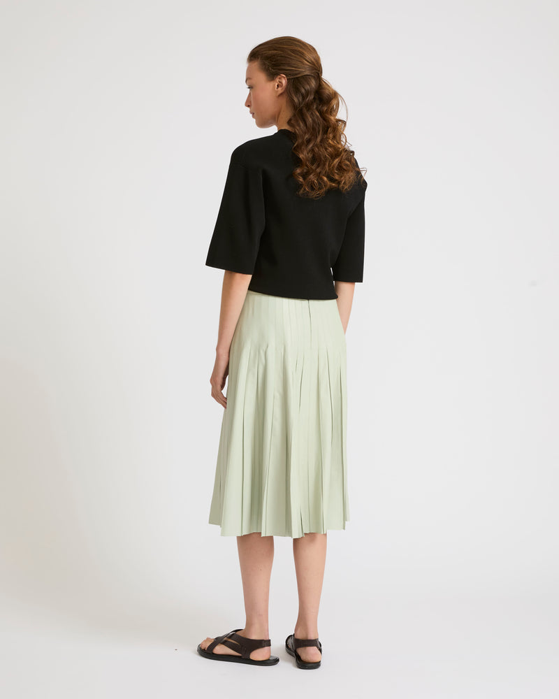 Pleated skirt in fine lamb leather