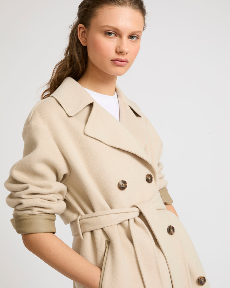 Double-sided wool-blend trench coat