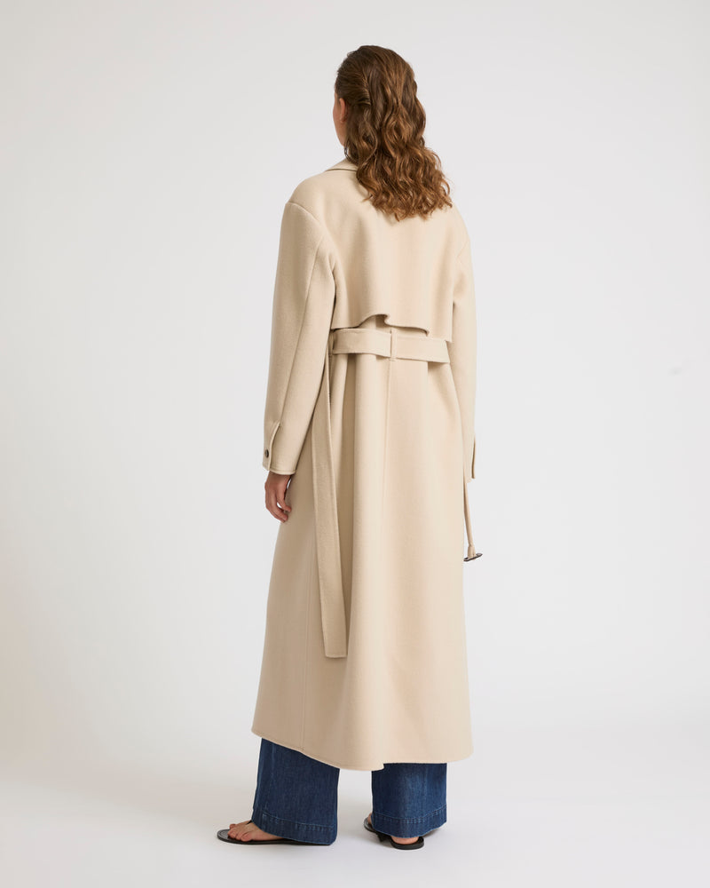 Double-sided wool-blend trench coat