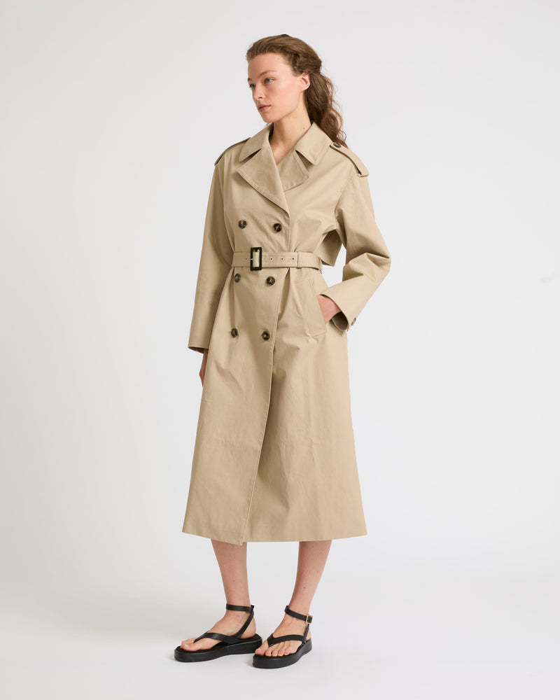 Cotton gabardine trench coat