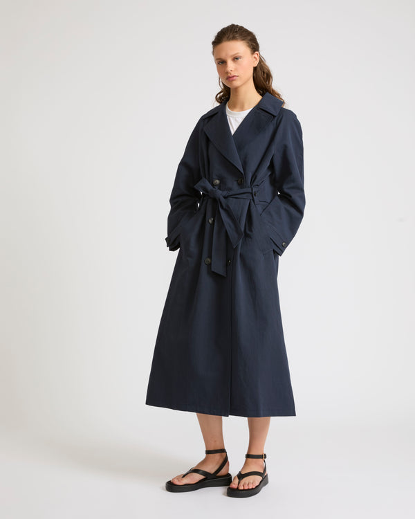 Cotton-linen fabric trench coat