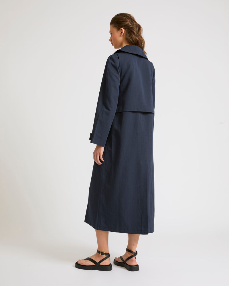 Cotton-linen fabric trench coat