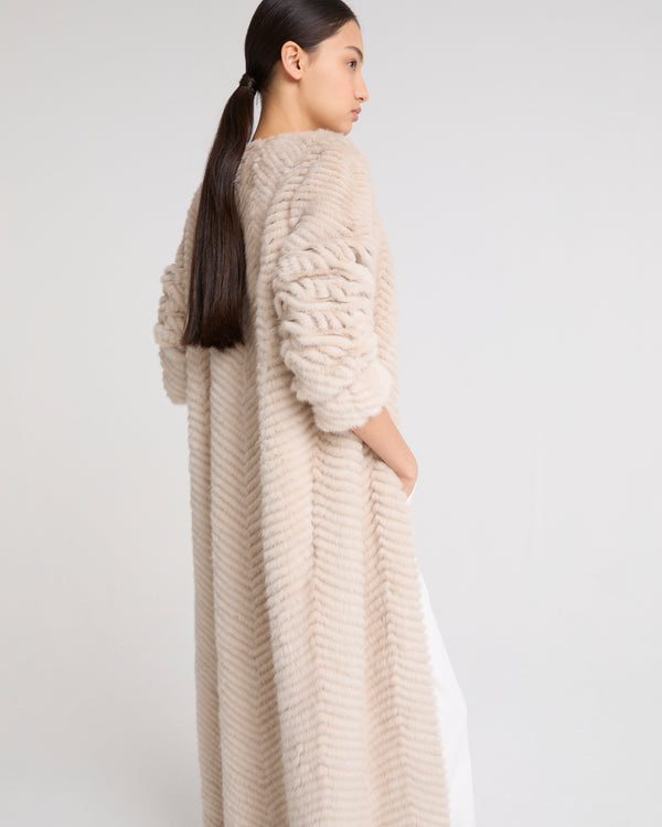 Long mink and knit coat