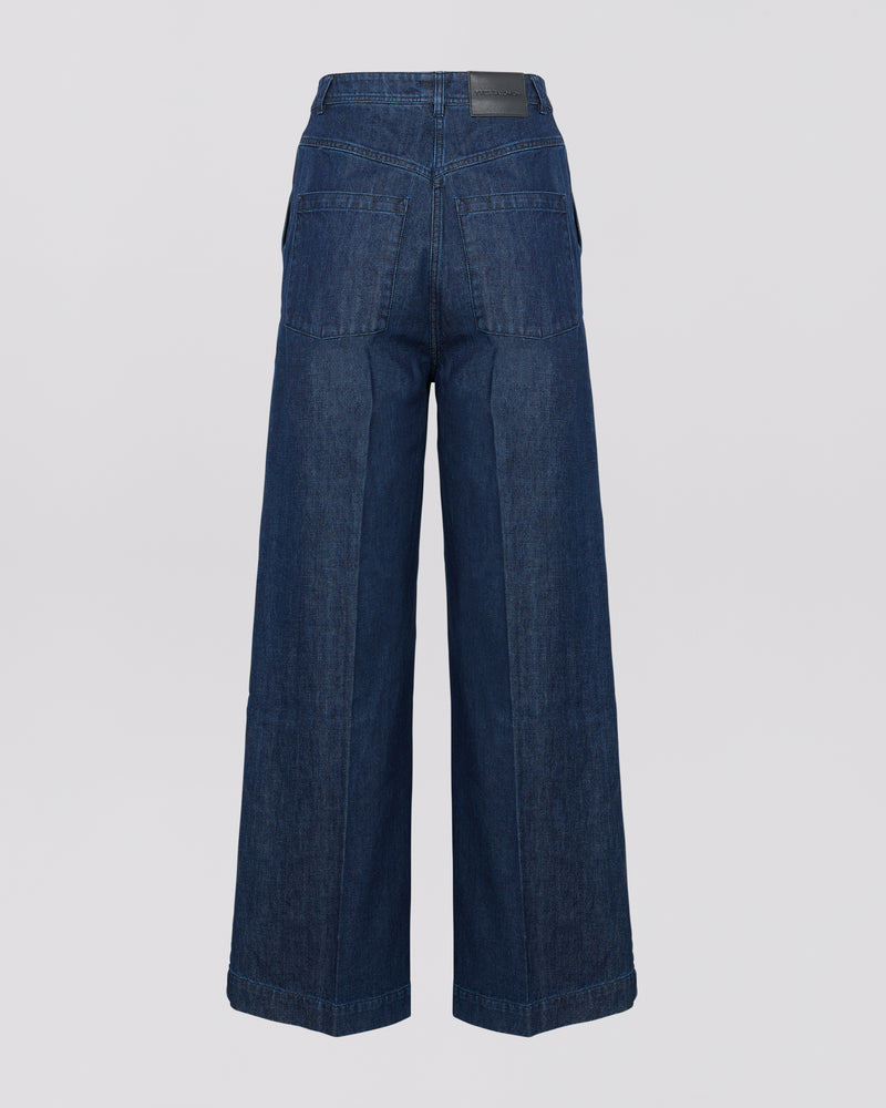 Wide-leg denim trousers