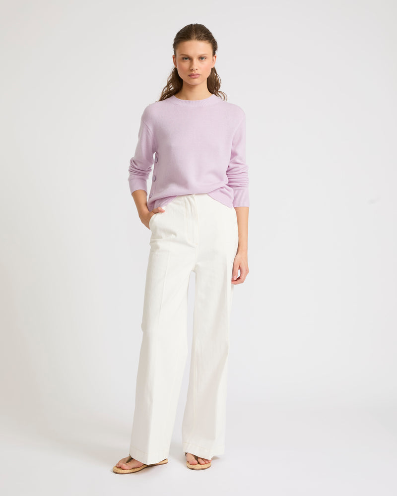 Wide-leg denim trousers