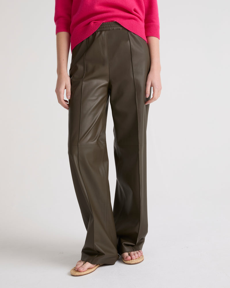 Fine lamb leather loose trousers