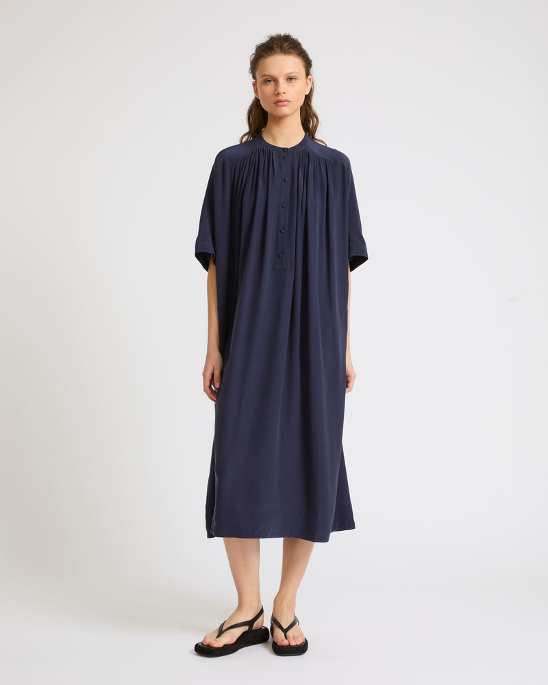 Kaftan dress in light silk crepe