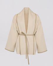 Double-sided wool-blend draped jacket