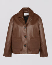 Calfskin leather overshirt jacket