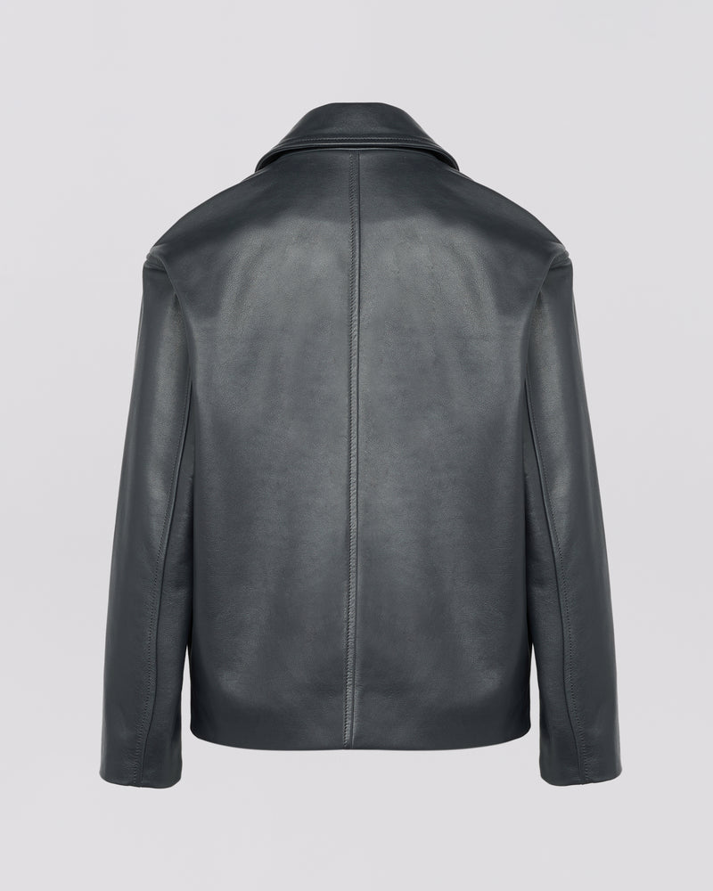 Calfskin leather overshirt jacket