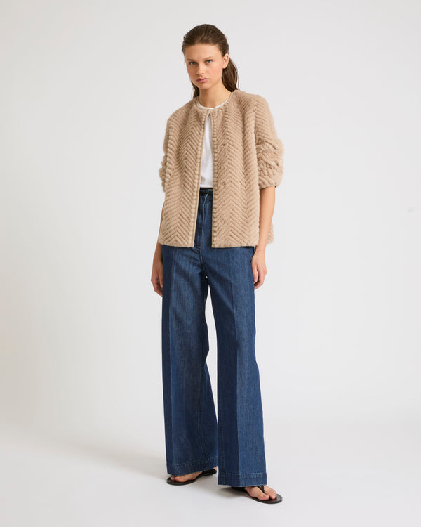 Merino knit and mink jacket