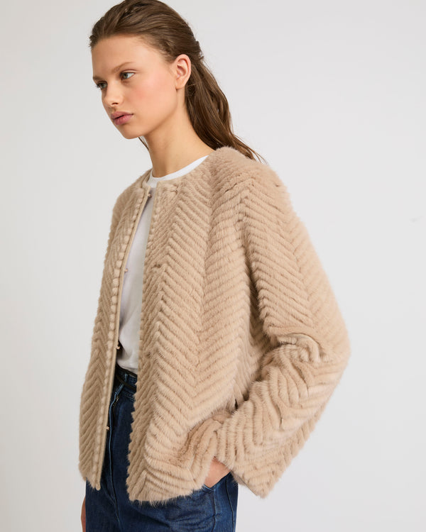 Merino knit and mink jacket