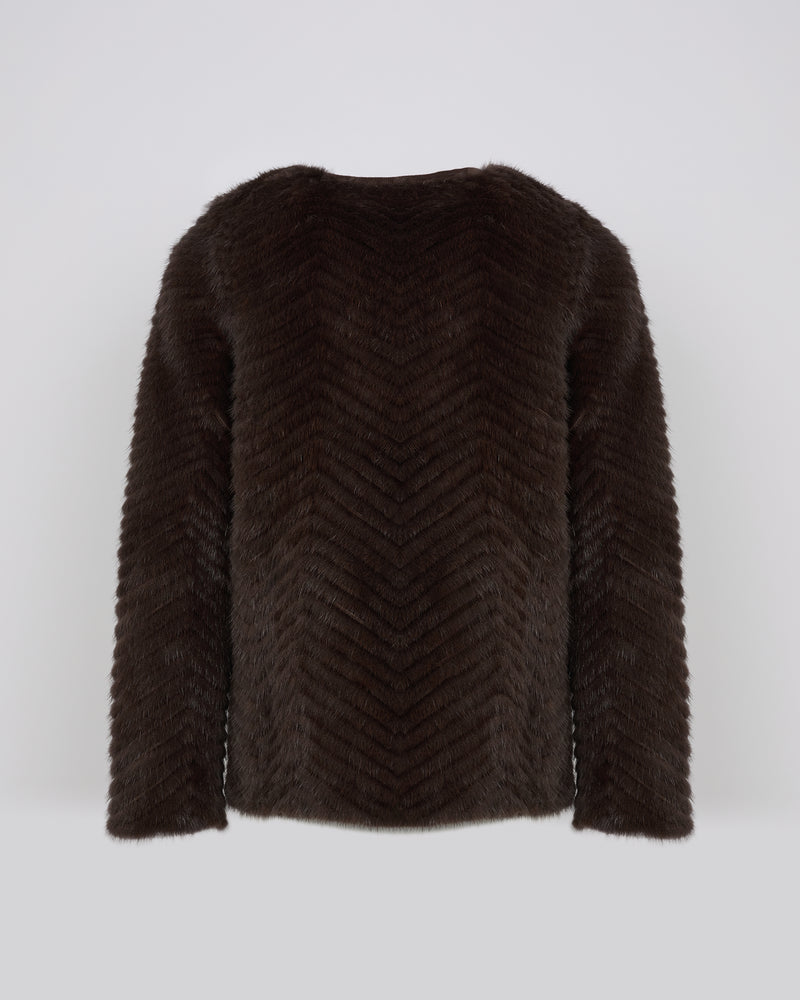 Merino knit and mink jacket