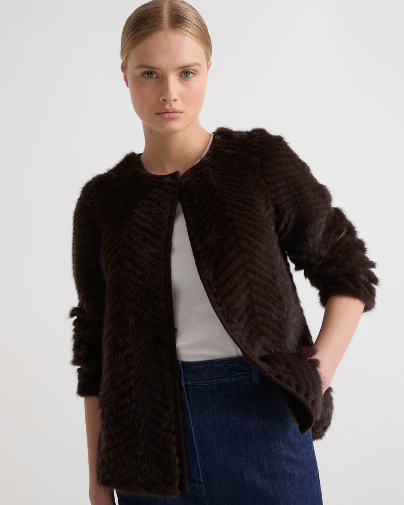 Merino knit and mink jacket