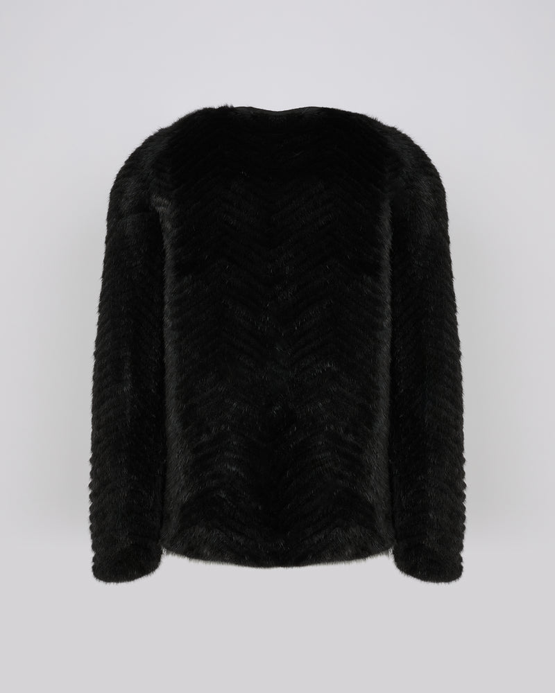 Merino knit and mink jacket