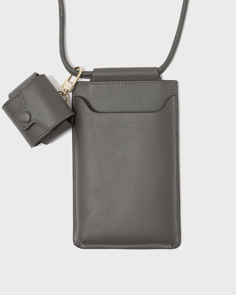 Leather phone case - grey - Yves Salomon