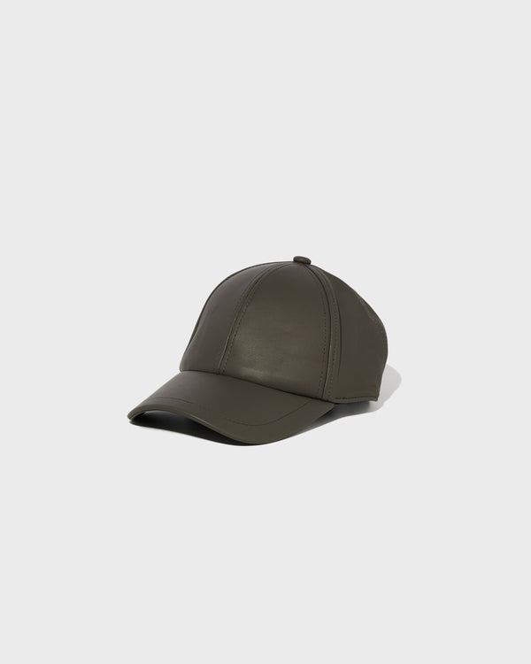 Leather cap - grey - Yves Salomon