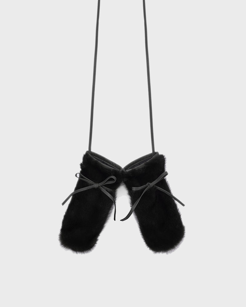 Mink fur and leather mittens - black - Yves Salomon