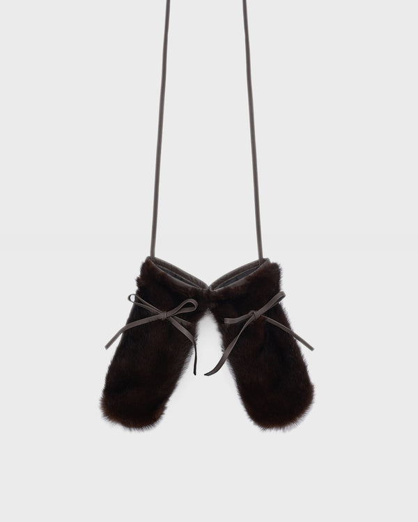 Mink fur and leather mittens - brown - Yves Salomon