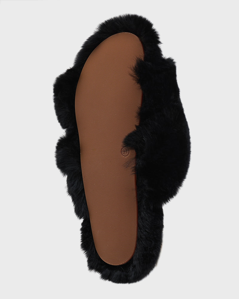 Rex rabbit fur slippers