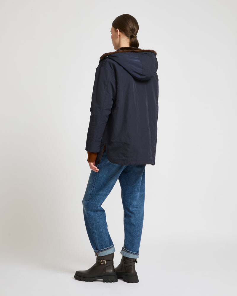 Mink reversible technical fabric parka - navy - Yves Salomon