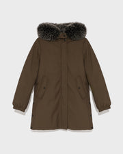 Performance parka with fox fur trim