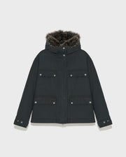 Short parka in cotton and fur