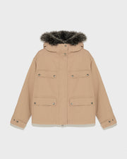 Short parka in cotton and fur