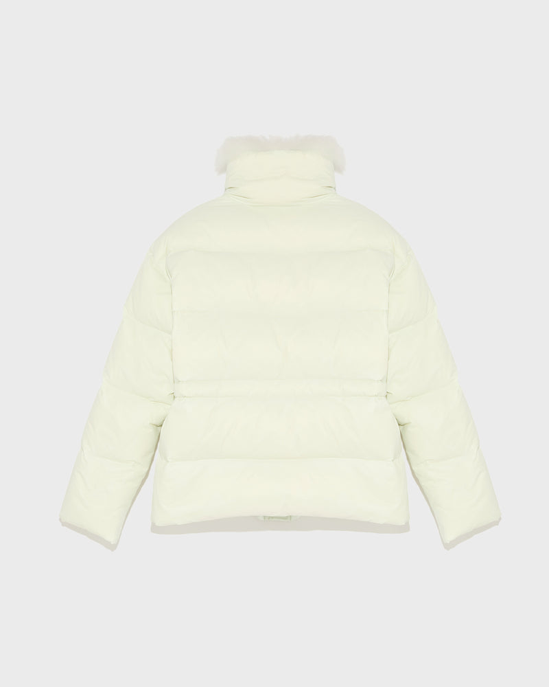 Down jacket with fluffy lambswool trim - light green - Yves Salomon