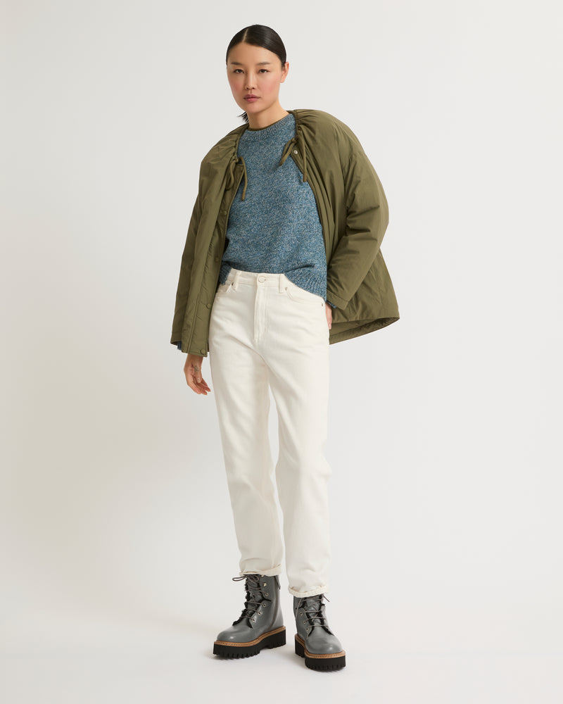 Short down jacket with drawstring neck - khaki - Yves Salomon