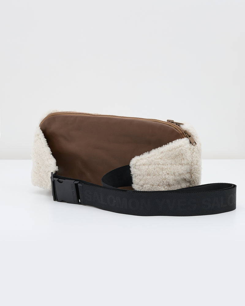 Shearling and leather waist bag