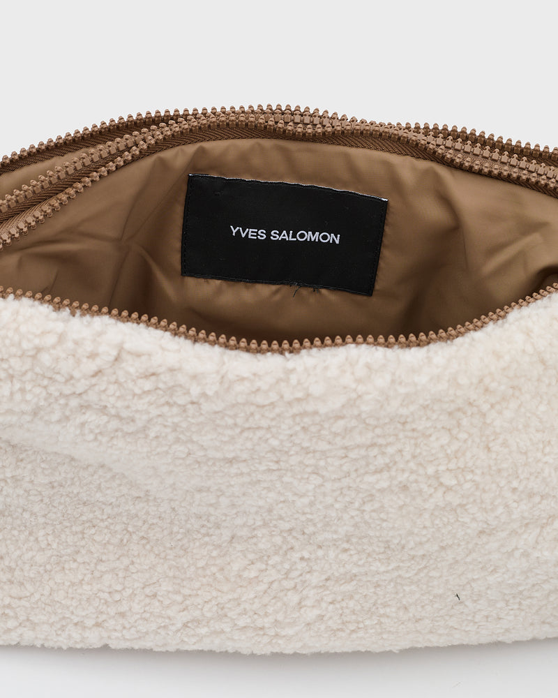 Shearling and leather waist bag