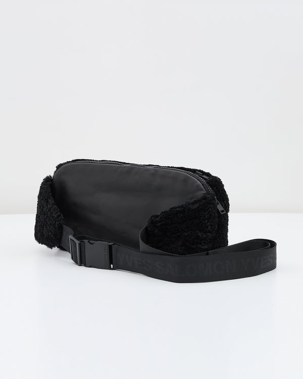 Shearling and leather waist bag