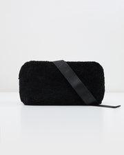 Shearling and leather waist bag